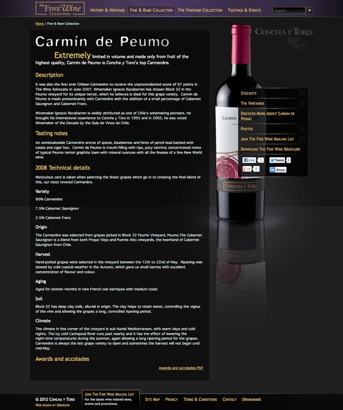 The Fine Wine Collection website